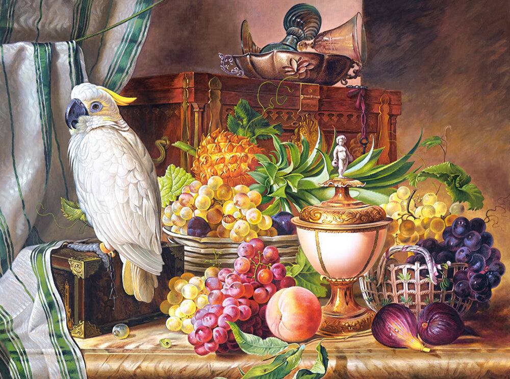 Angle. Castorland - CASTORLAND 3000 Piece Jigsaw Puzzles, Still Life With Fruit and a Cockatoo, Josef Schuster, Adult Puzzles, C-300143-2 - Red.