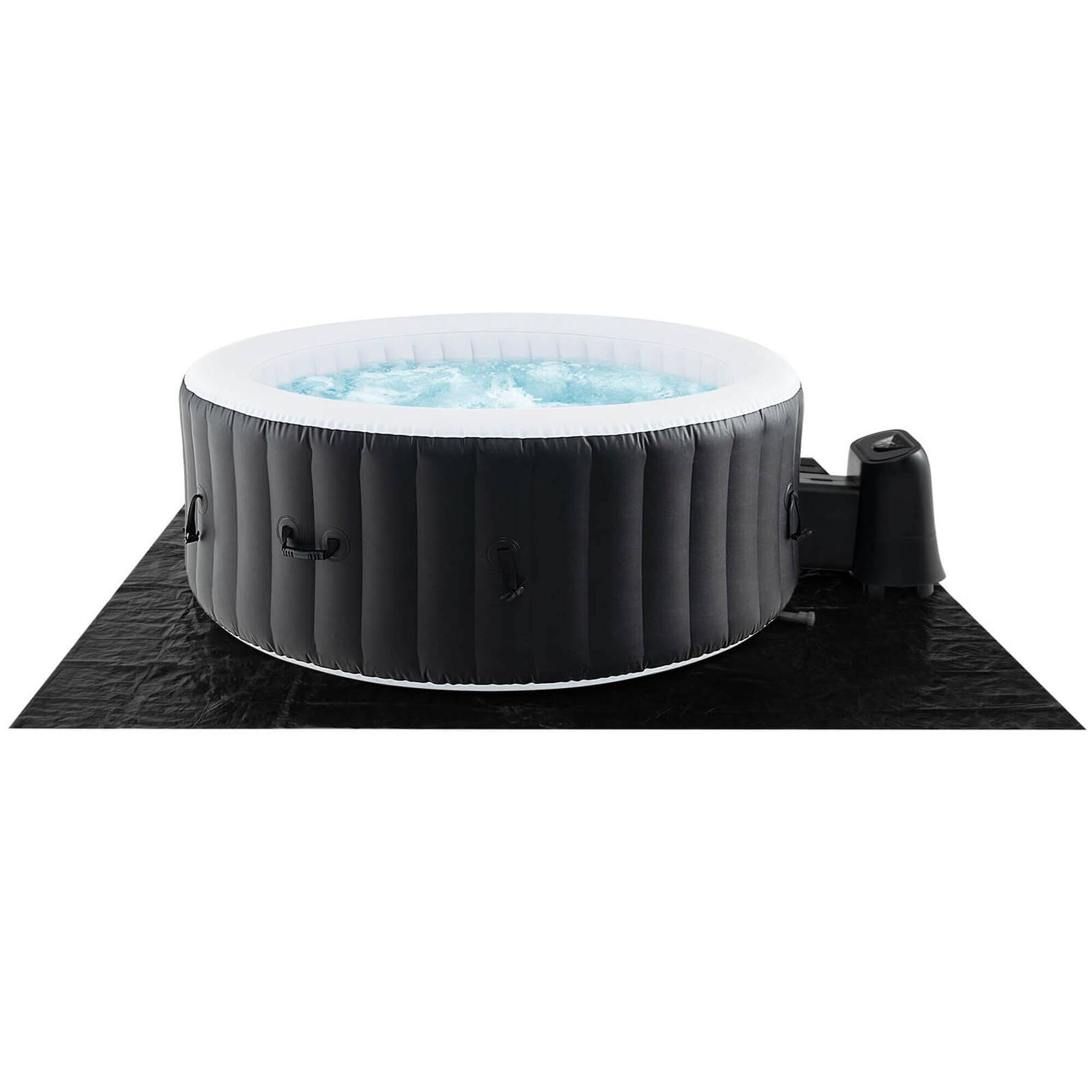 Alt View 1. Costway - Costway 80" Round SPA Pool Inflatable Hot Tub with 130 Air Jets Electric Heater Pump - Black + White.