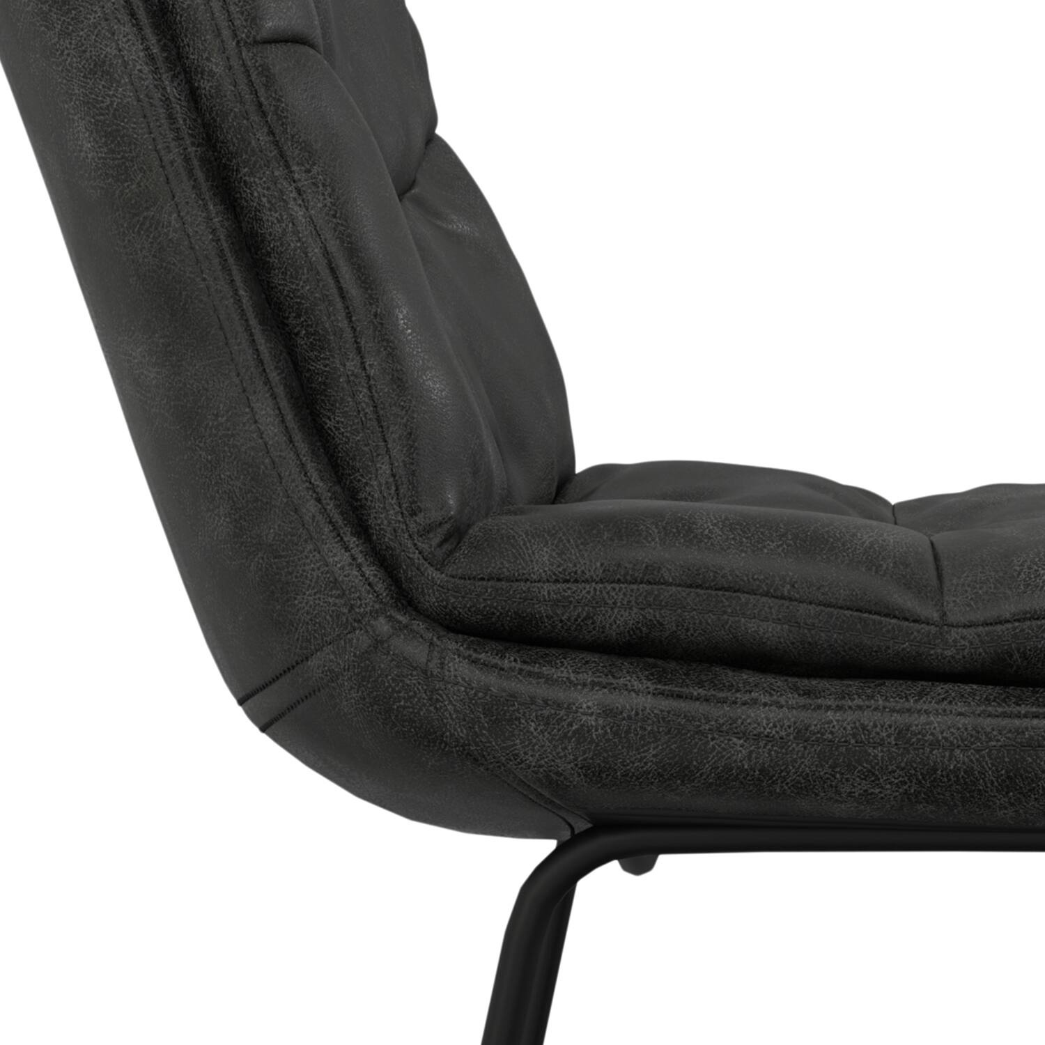 Alt View 7. Simpli Home - Danika Mid Century Modern Bar Stool (Set of 2) in Distressed Charcoal Grey Vegan Faux Leather - Distressed Charcoal Grey.