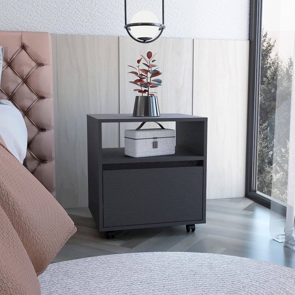 Alt View 3. TuHome - Austin Nightstand Black MDF - Black.