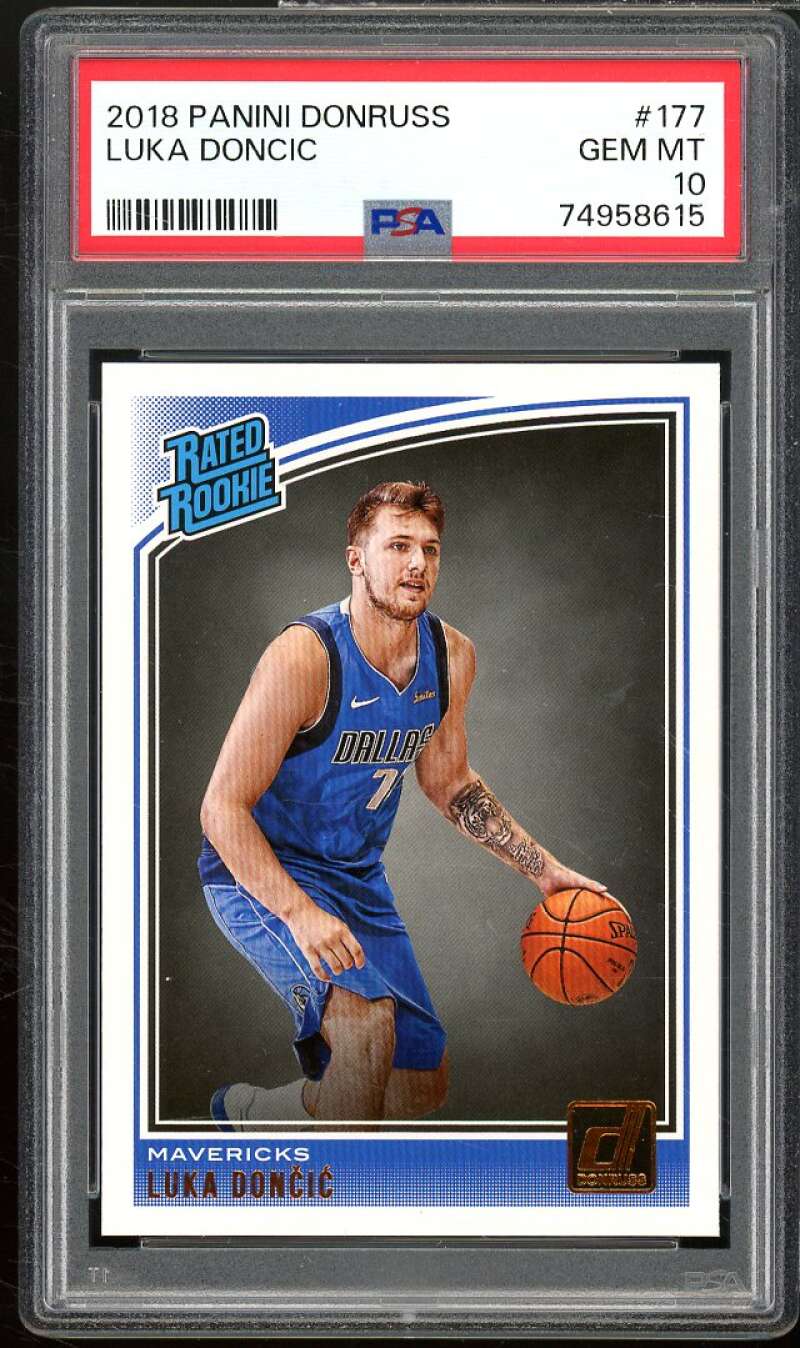 2018 PANINI DONRUSS LUKA DONCIC FSA #177 GEM MT 10 74958615 RATED ROOKIE DALLAS 7 MAVERICKS LUKA DONCIC d GOLD