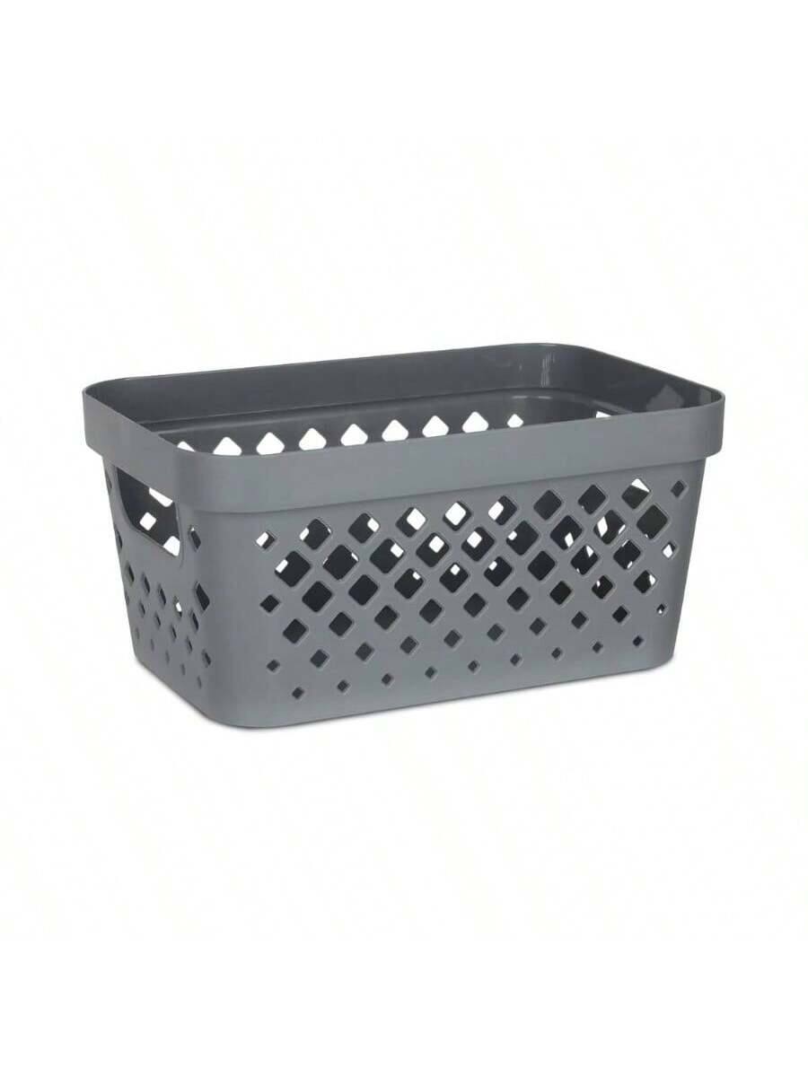 Alt View 2. Live At Space - Plastic Baskets Organizing, Set of 6 Pantry Storage Under Counter, Linen Closet, and Bathroom Nesting Shelf Bins with - Grey + 1 gallon.