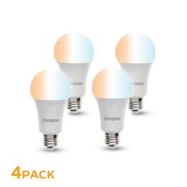 Energizer - 4-Pack Smart Wi-Fi A19 Tunable Multi-White LED Bulb, 60W Equivalent - Multicolor