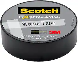 Scotch - Scotch® Expressions Washi Tape, 0.59" x 10.91 yds., (C314-BLK) - Black
