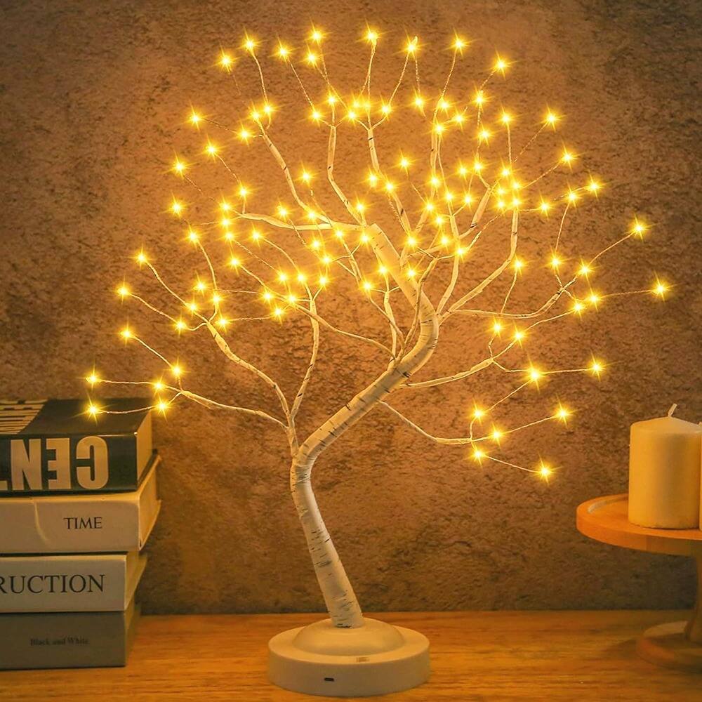 ACJPR - 108 LED Birch Tree Light – Tabletop Bonsai, 8 Lighting Modes, Timer, Battery/USB Operated, Christmas Decor - Warm White