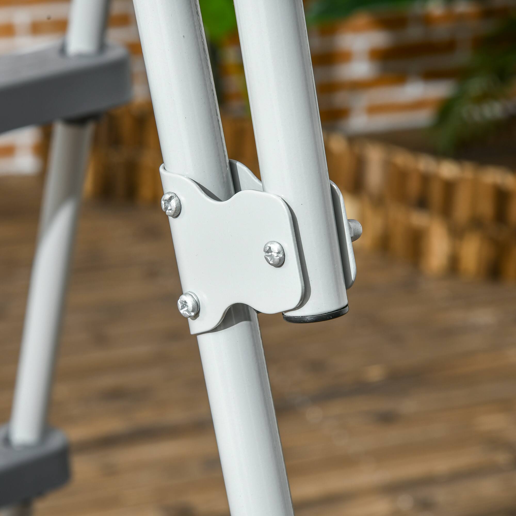 Alt View 8. Outsunny - Above Ground Swimming Pool Ladder, A-Frame Deck Ladder - Gray.