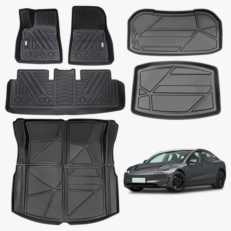 Front. YOSIMFUR - Odorless TPE Floor Mat for Tesla Model 3 2023-2025 6 PCS Waterproof Duty-Proof Fully Surrounded Floor Liner Foot Pad.