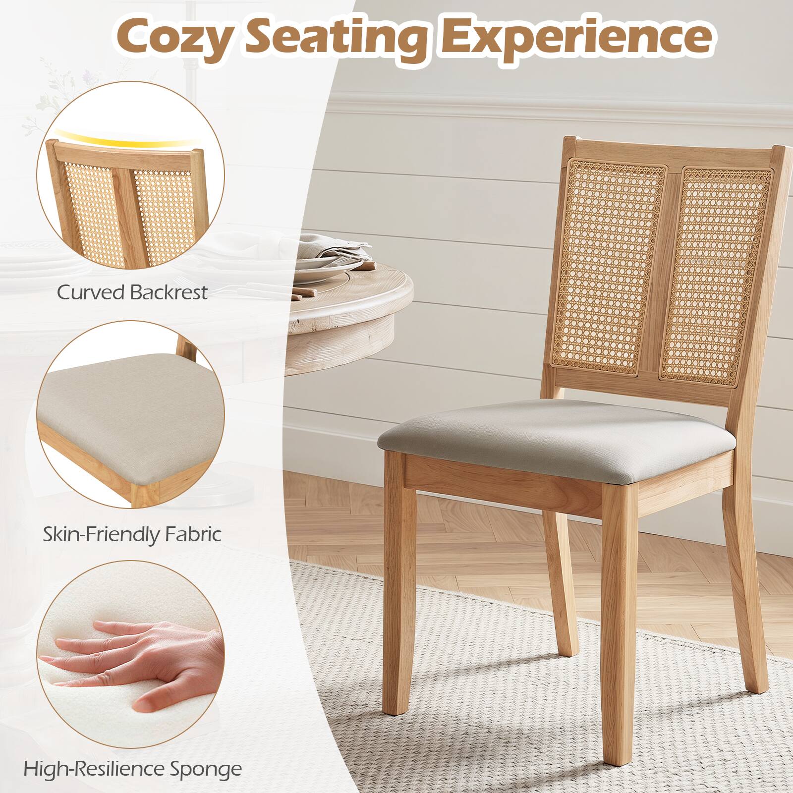 Cozy Seating Experience
Curved Backrest
Skin-Friendly Fabric
High-Resilience Sponge