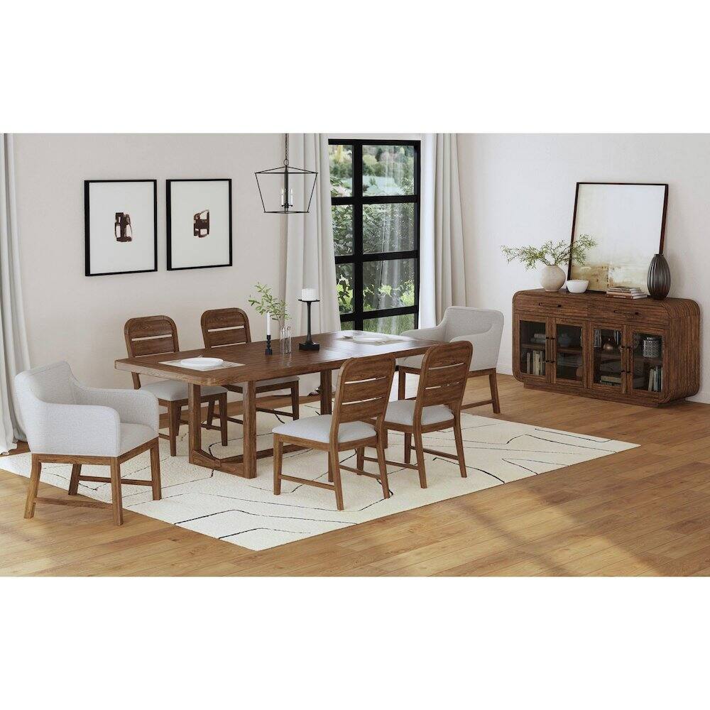 Alt View 5. Picket House Furnishings - Thorin UPH Dining Chair with Light Grey Fabric in Brown - Brown.