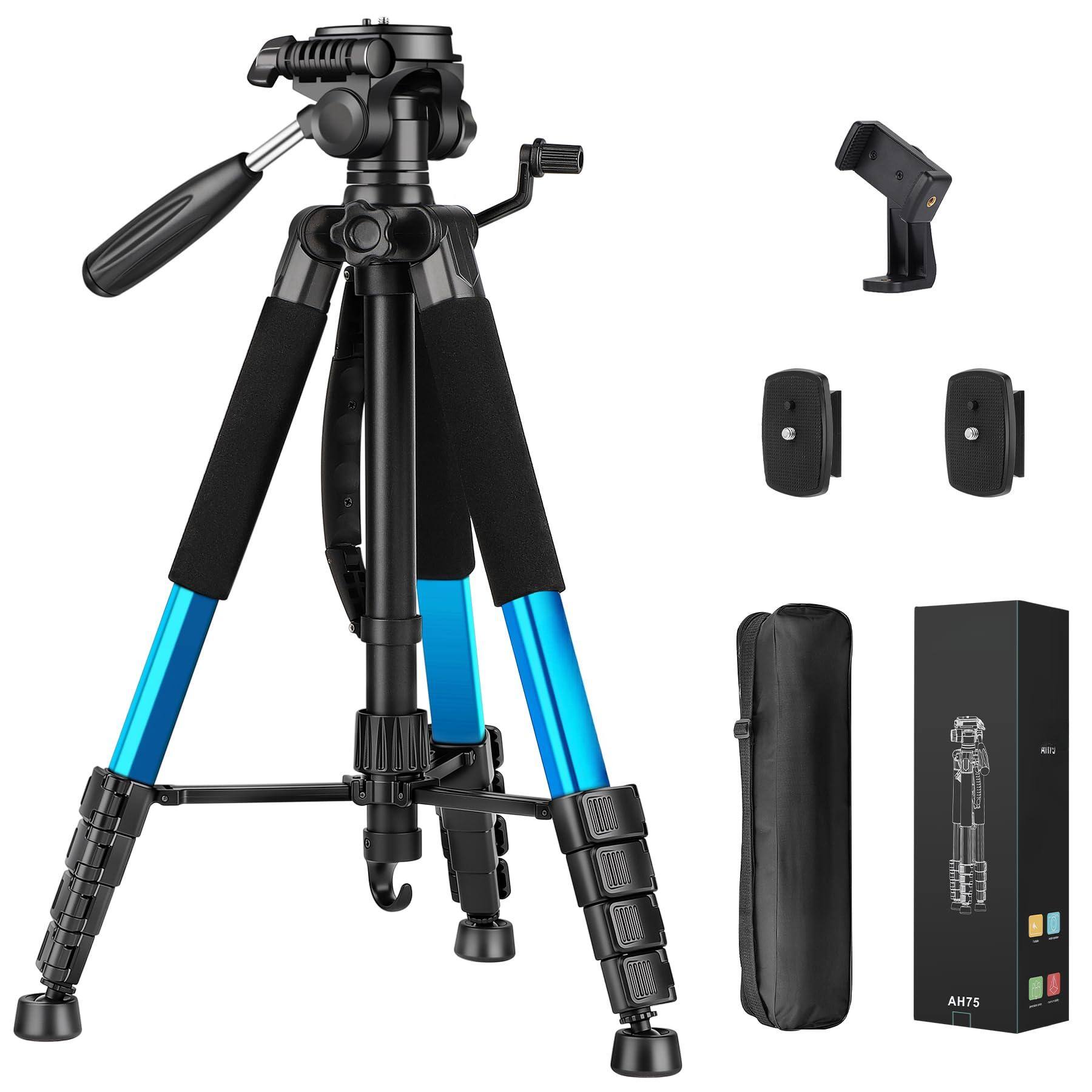 Front. TECH SAFARI - Camera Tripod 68  Tablet Stand For Phone Cameras Travel Tripods Compatible With Ipad Dslr Slr Projector Cell - Blue.