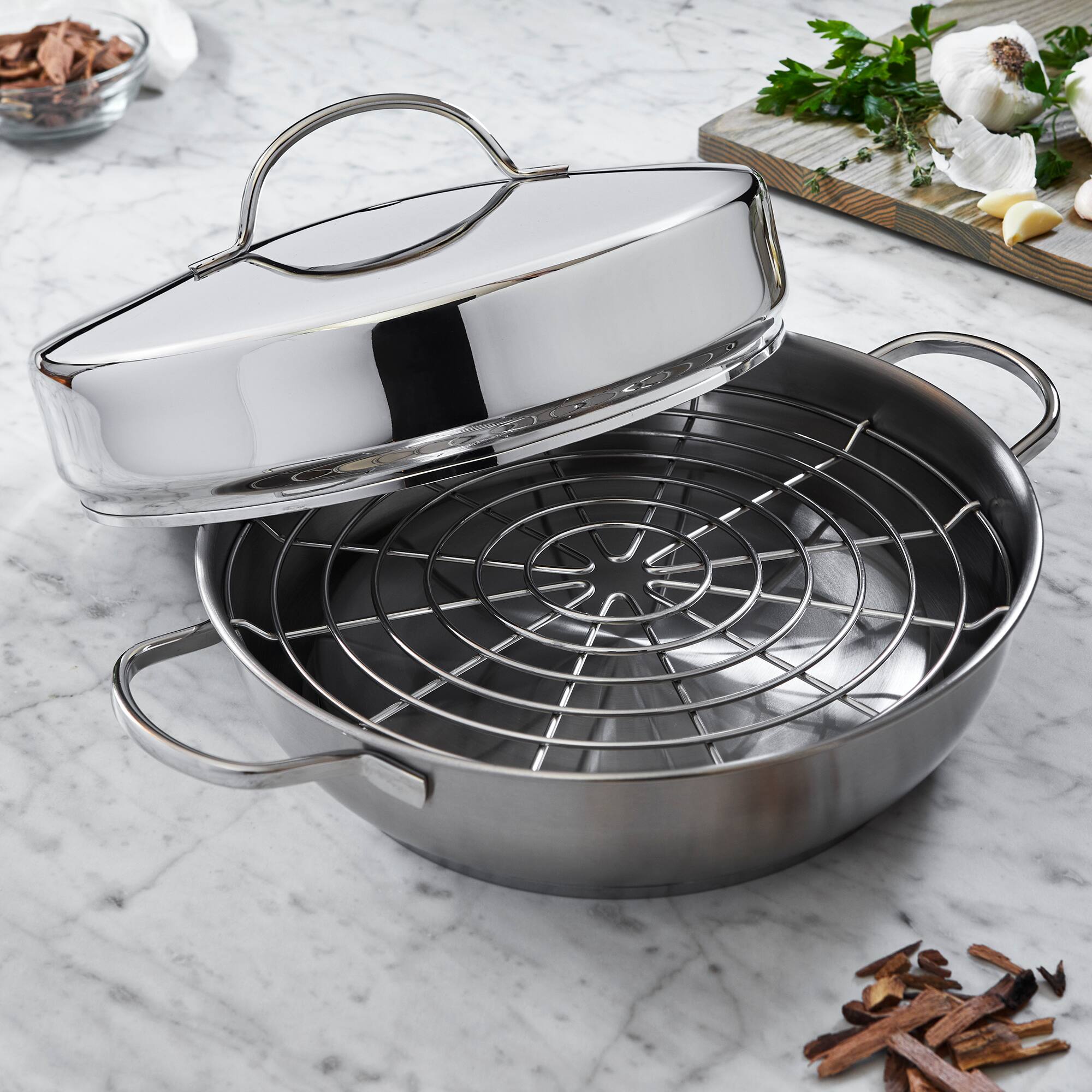 Alt View 1. Demeyere - Demeyere Resto 4-pc Stainless Steel Stovetop Smoker Set - Stainless Steel.