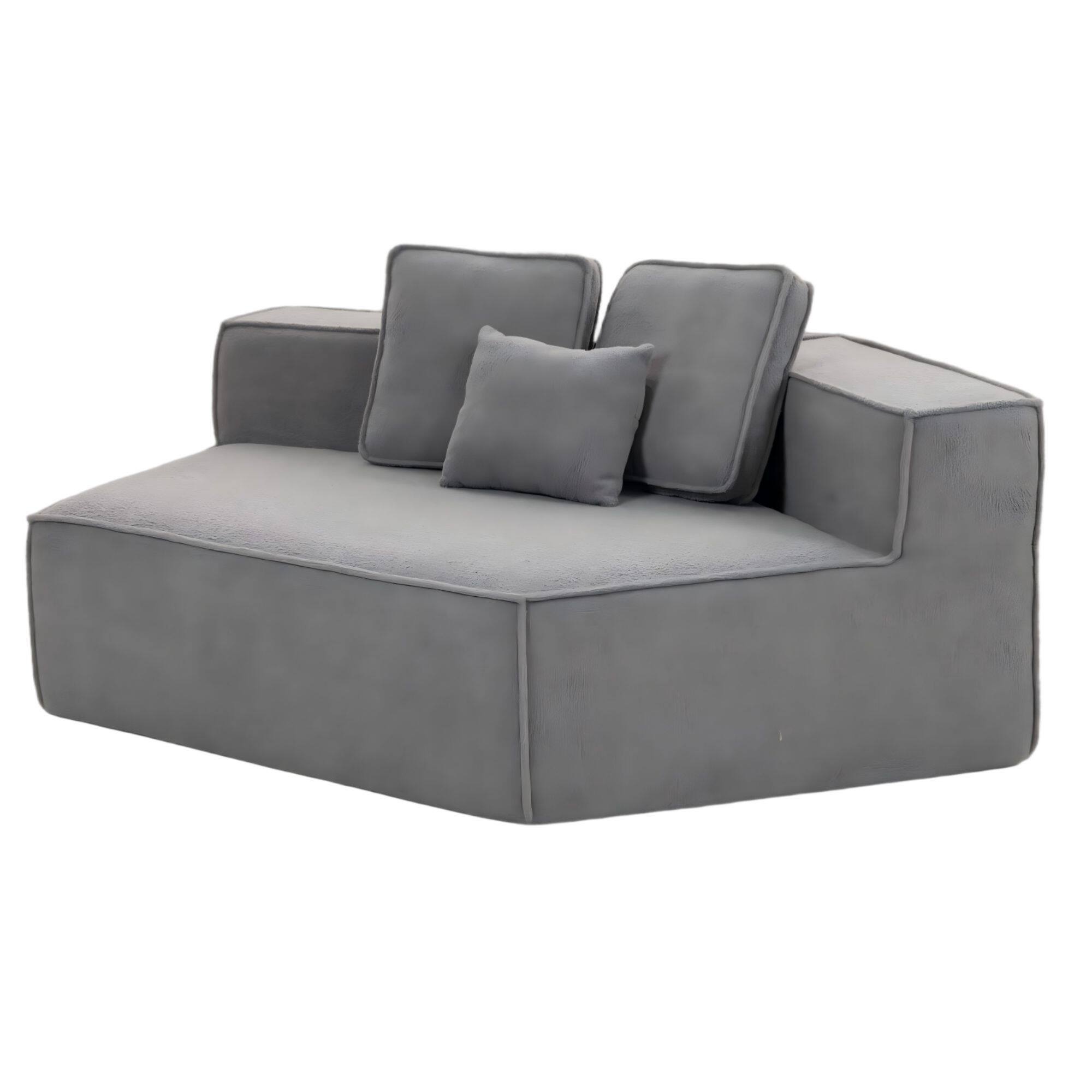 Alt View 7. GOODSILO - Soft Modular Floor Sofa Chair with Wide Seat and Plush Back Cushions, Cozy Lounge Chair for Living Room - Blue+Gray.