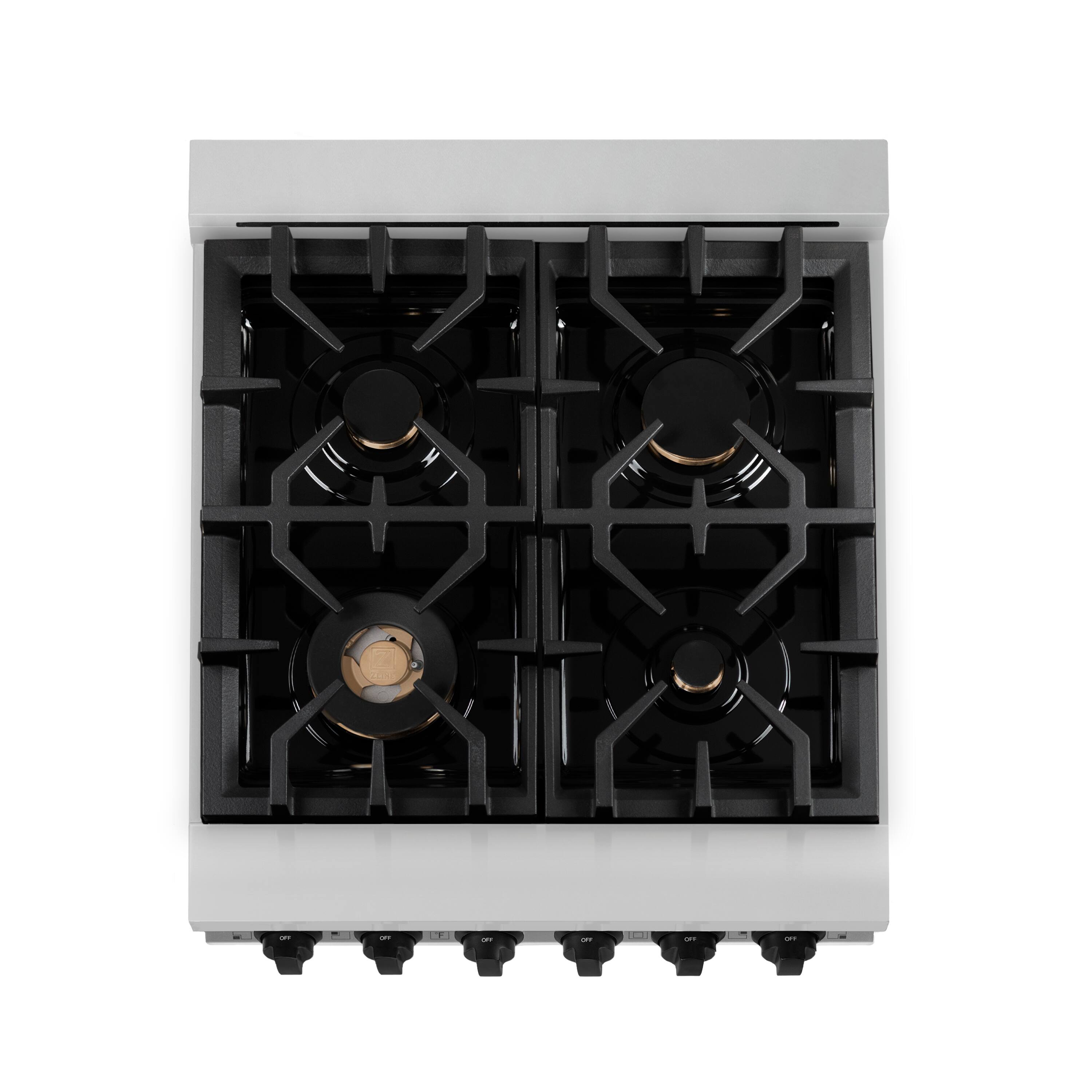 Alt View 3. ZLINE - Autograph 24" Legacy Dual Fuel Range w/ 4 Burners & Matte Black Accents (RAZ-24-MB) - Stainless Steel/Matte Black.