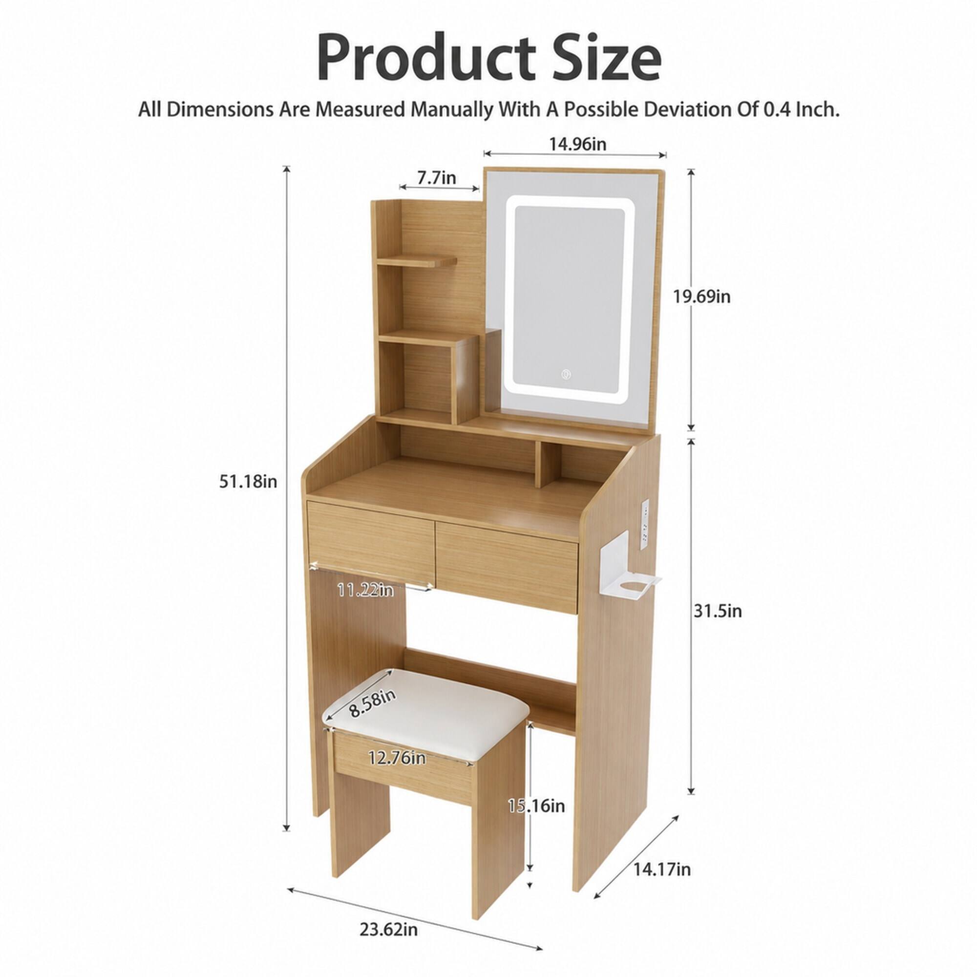 Product Size  
All Dimensions Are Measured Manually With A Possible Deviation Of 0.4 Inch.  
14.96in  
7.7in  
19.69in  
51.18in  
11.22in  
31.5in  
8.58in  
12.76in  
15.16in  
14.17in  
23.62in