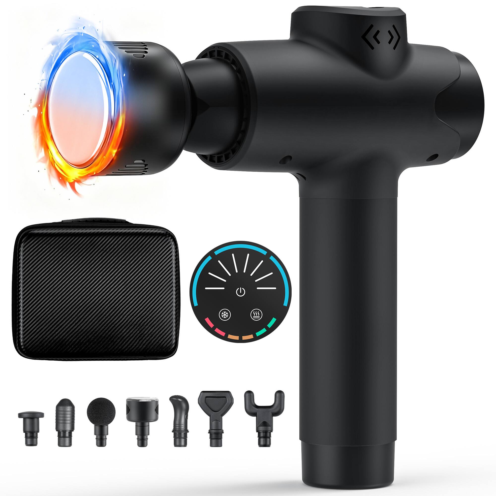 Angle. Sugift - Deep Tissue Percussion Massage Gun with Hot and Cold Therapy 7 Heads and 20 Speed Levels.