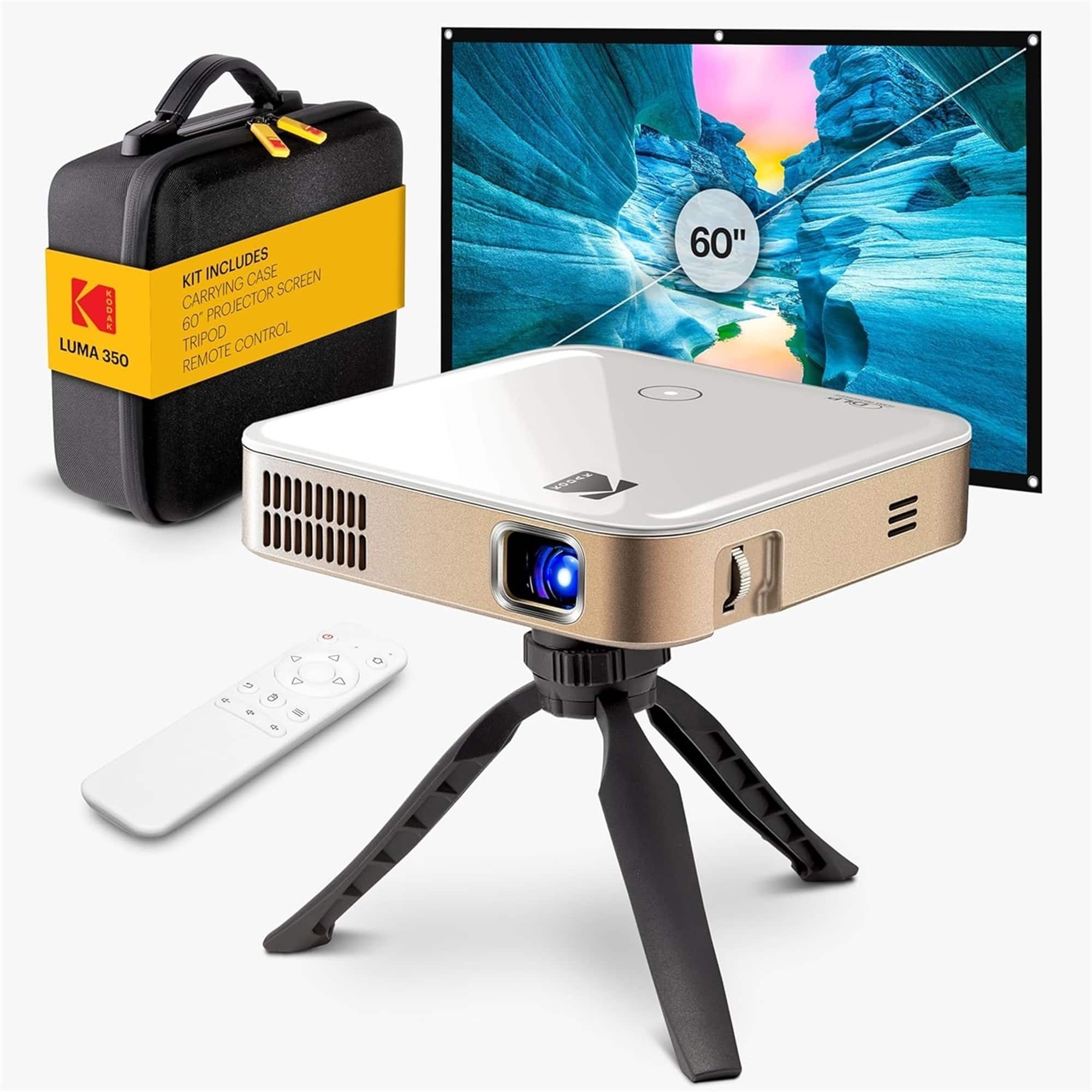 Kodak - Luma 350 Smart Projector, Portable Pico Projector with 60" Screen, Case, Tripod & Remote - White