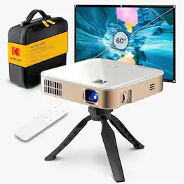 Kodak - Luma 350 Smart Projector, Portable Pico Projector with 60" Screen, Case, Tripod & Remote - White