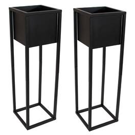 Sunnydaze - Modern Simplicity Outdoor Elevated Planter - 2-Pack - Black