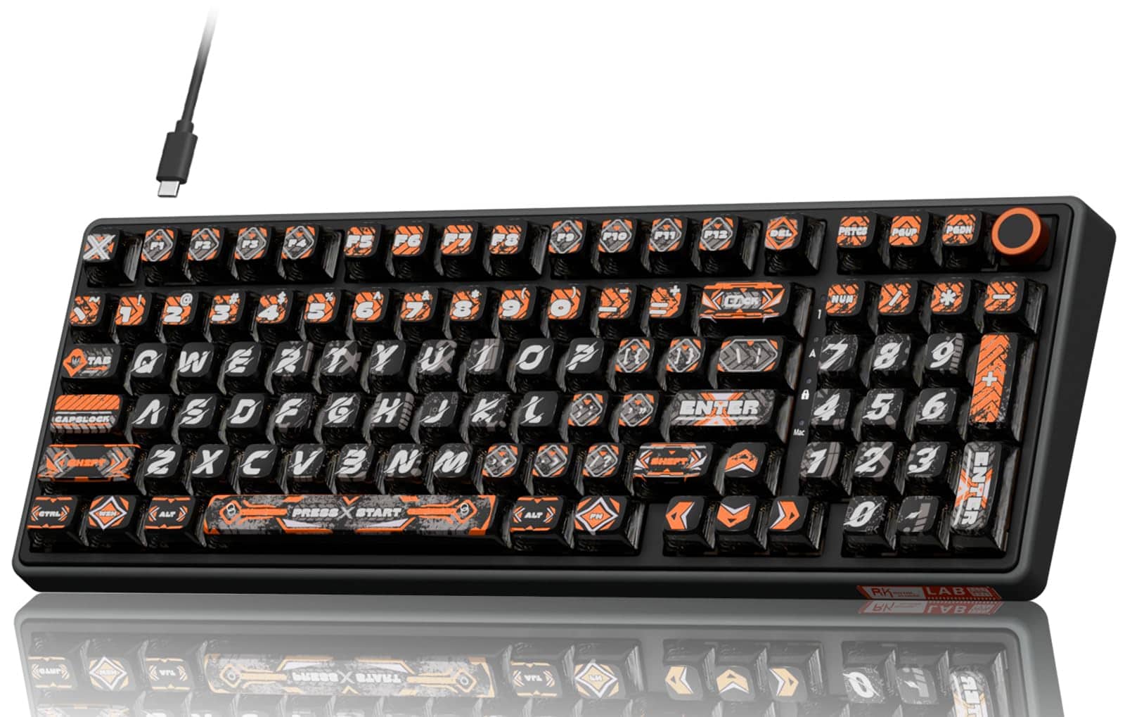 RK ROYAL KLUDGE - R98 Pro Wired Mechanical Keyboard Tactile Beige Switch - Black-Translucent