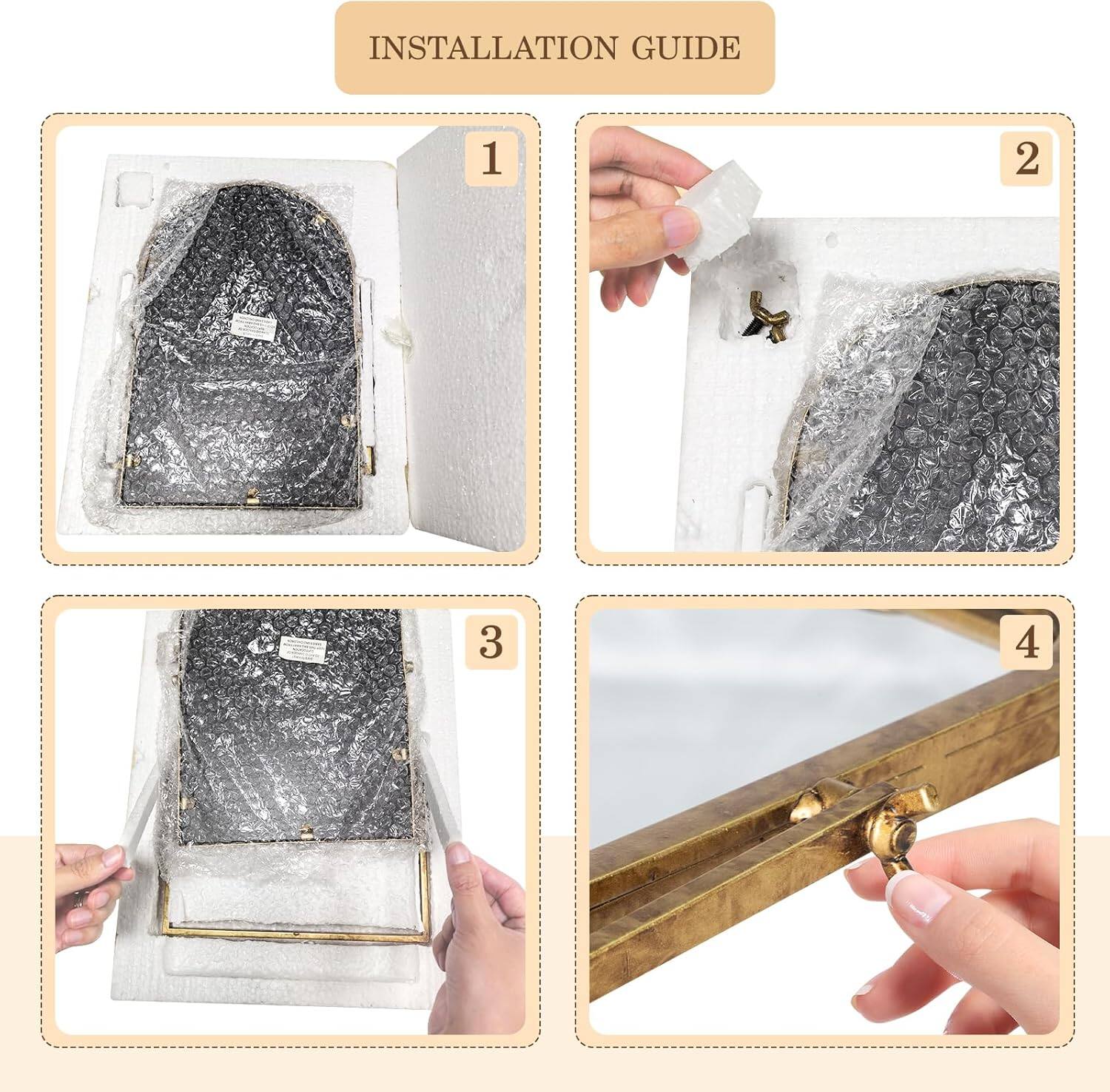 INSTALLATION GUIDE

1. Unpack the product from the box.

2. Remove the protective film from the product.

3. Place the product back into the box.

4. Attach the screws to the product.