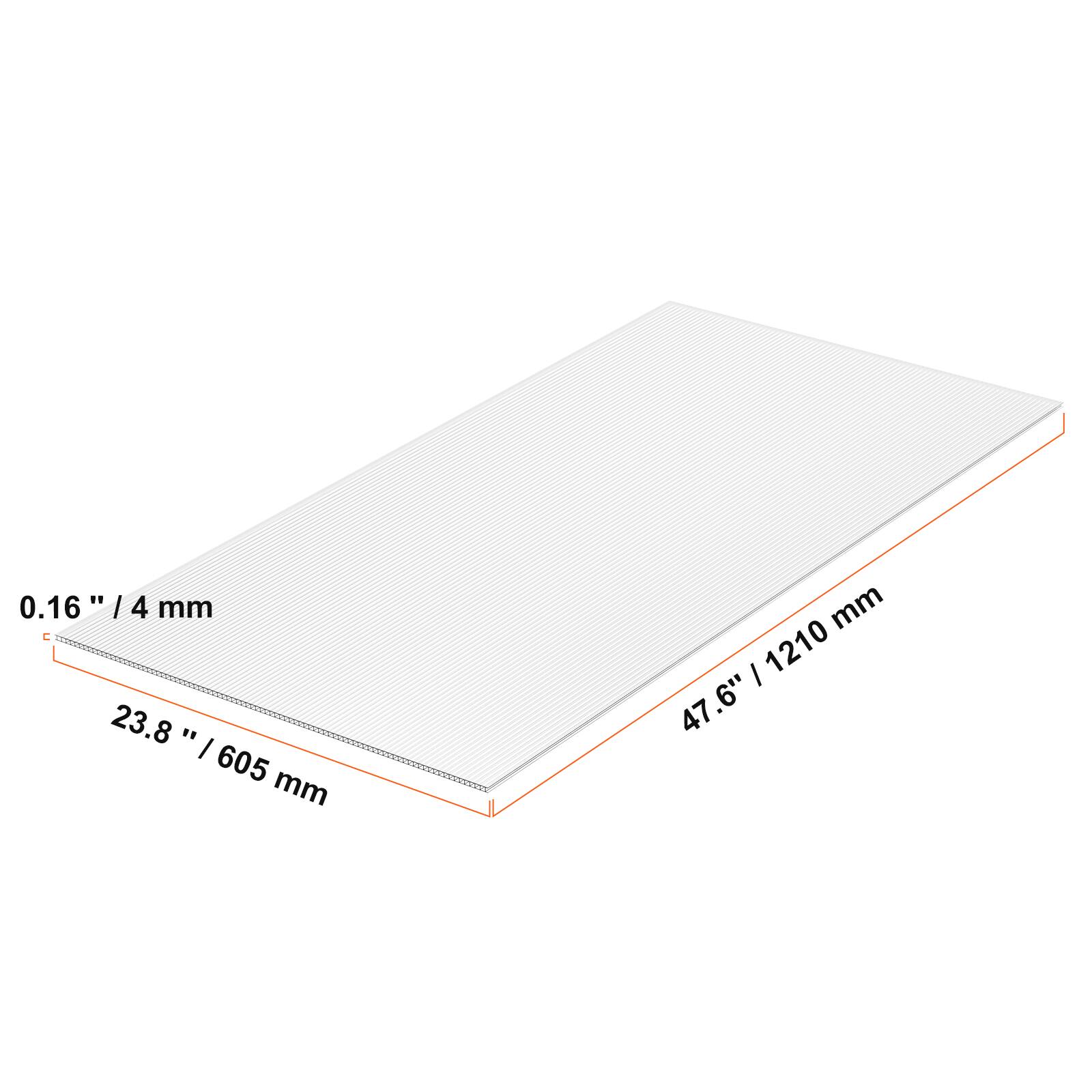 0.16" / 4 mm  
23.8" / 605 mm  
47.6" / 1210 mm