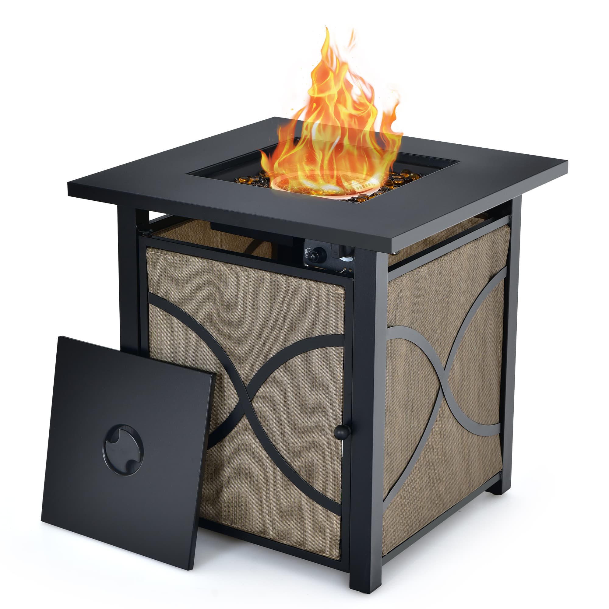 Front. Costway - Costway 25" Gas Fire Pit Table 40,000 BTU Propane Fire Pit Table w/ CSA Certification - Black,Coffee.