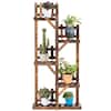 Front. Costway - 5-Tier Flower Rack Wood Plant Stand 6 Pots Display Shelf Multifunctional Rack - carbon baking.
