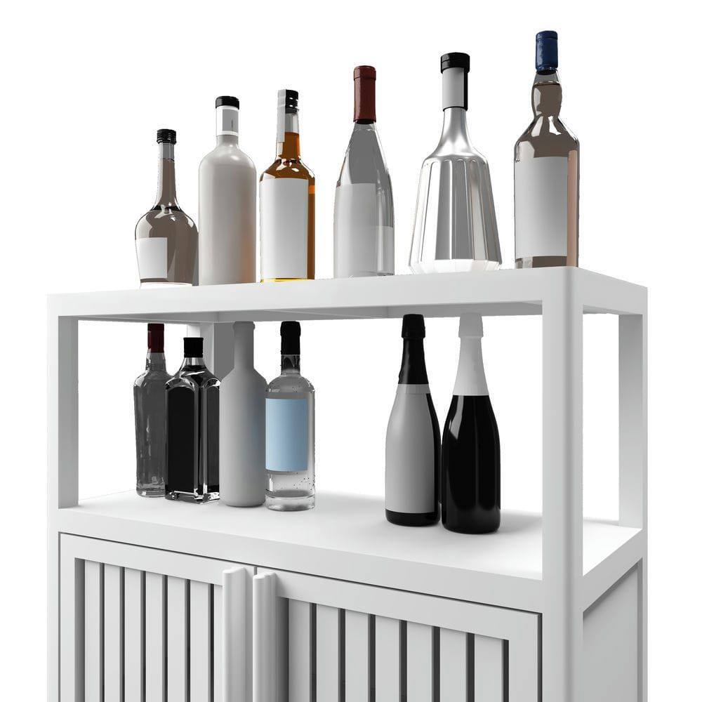 Alt View 4. Kadyn - White Large Capacity Bamboo Storage Cabinet Furniture for Bathroom Living Room Bathroom Bamboo Storage Cabinet - White.