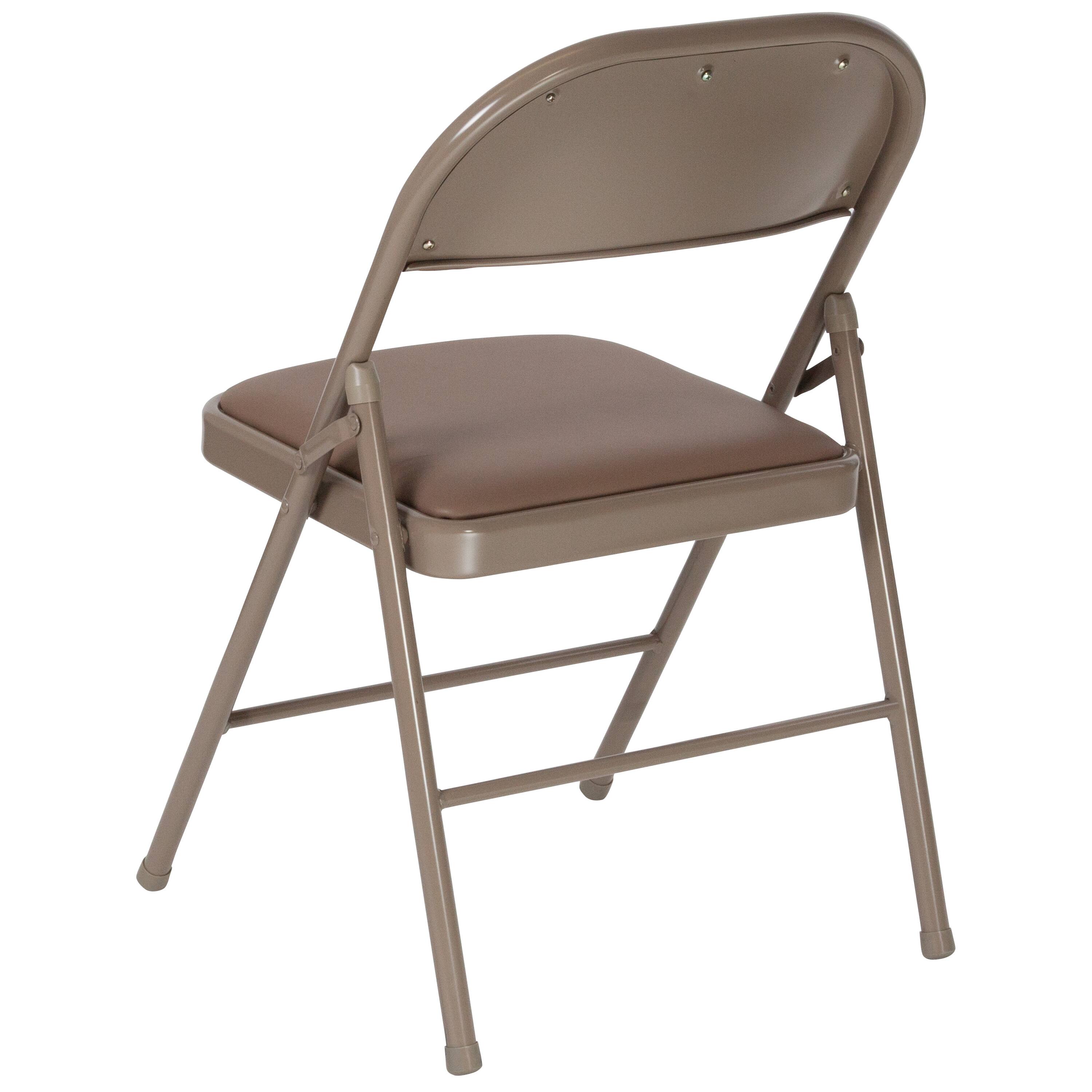 Alt View 6. Emma + Oliver - 4 Pack Vinyl Padded Metal Frame Event/Home Office Folding Chair - Beige.
