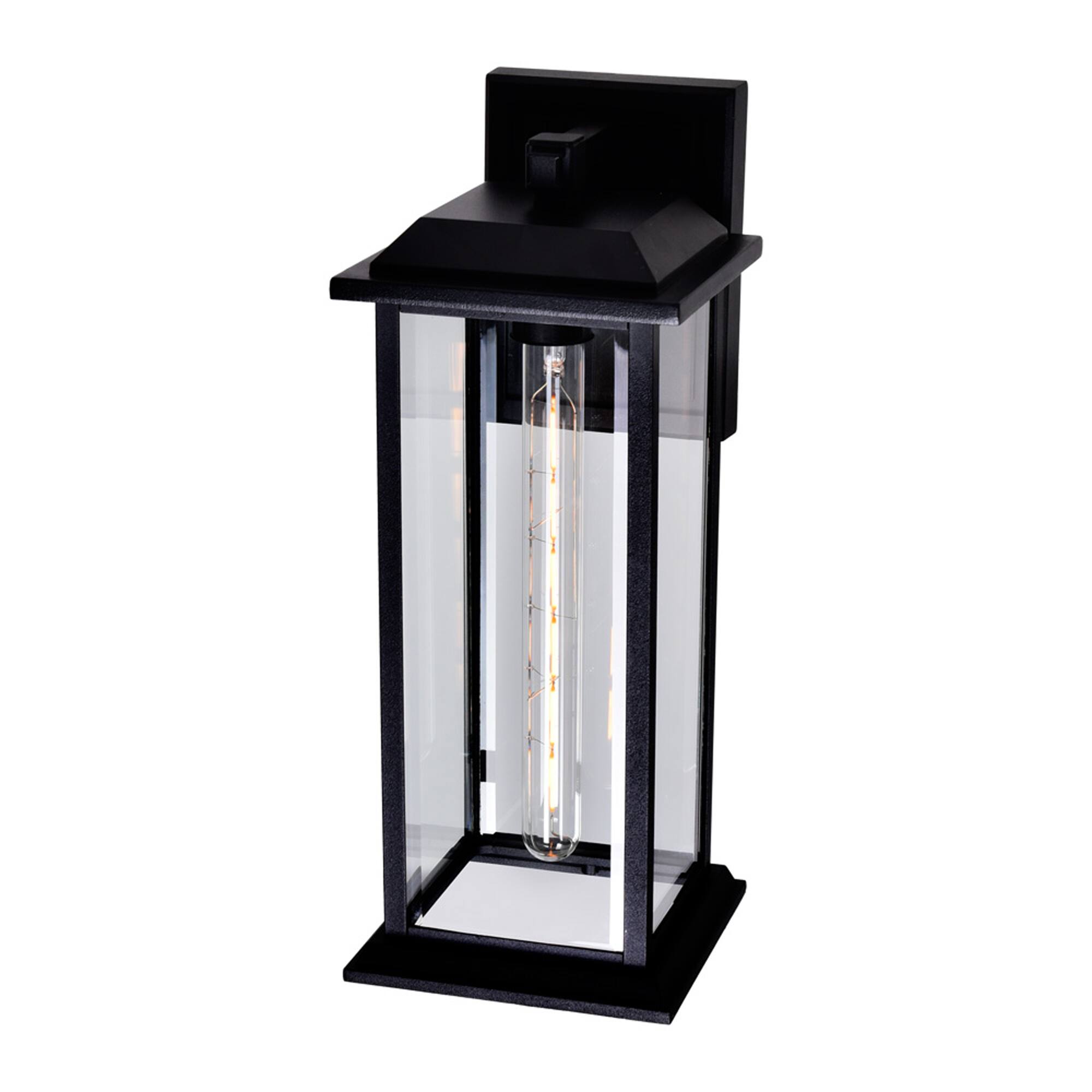 Angle. CWI Lighting - Blackbridge 1 Light Outdoor Black Wall Lantern - Black.