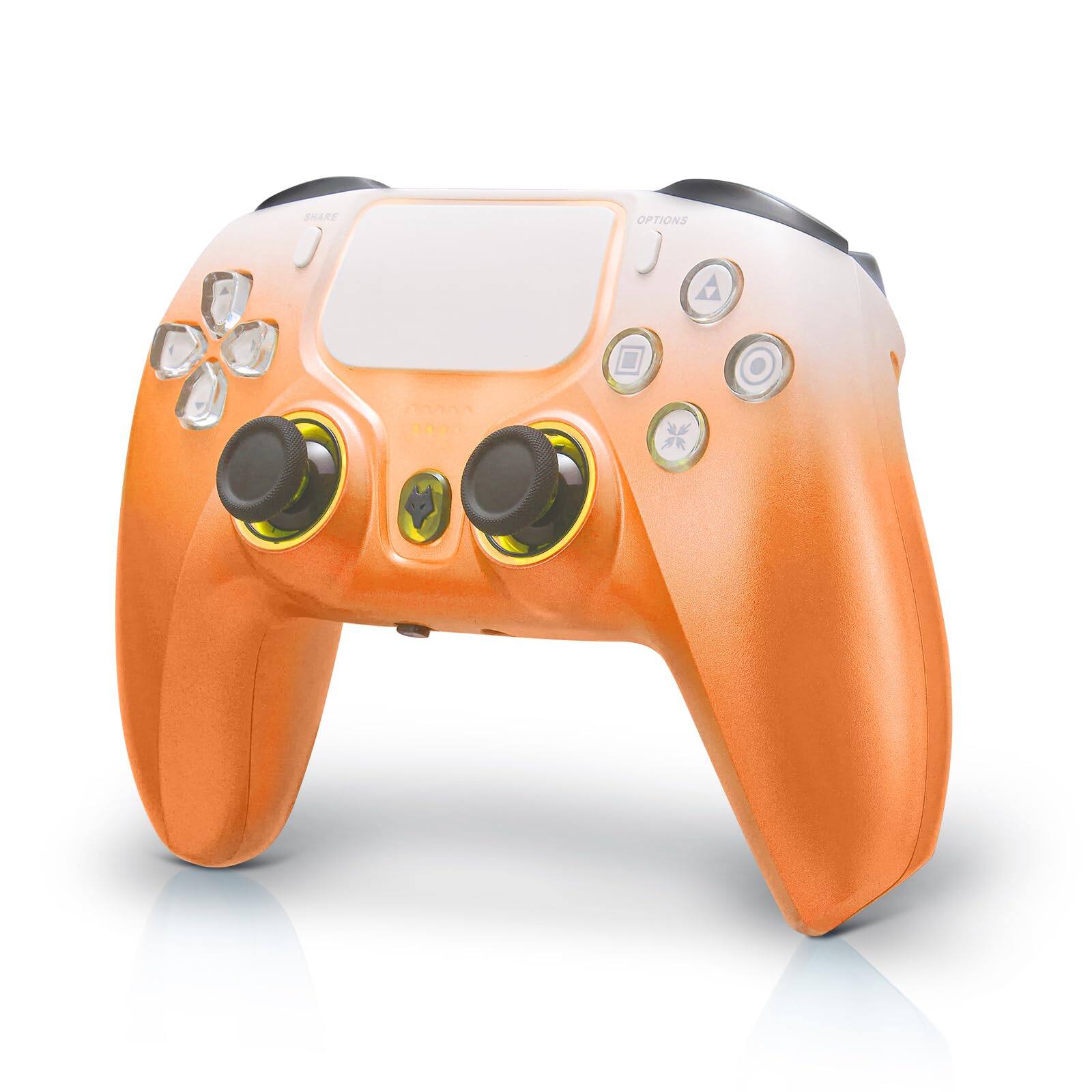 Dazzling Pops - ps4 controller for ps4 slim pc elite gamepad with macro buttons turbo mode dual vibration hall triggers - Orange