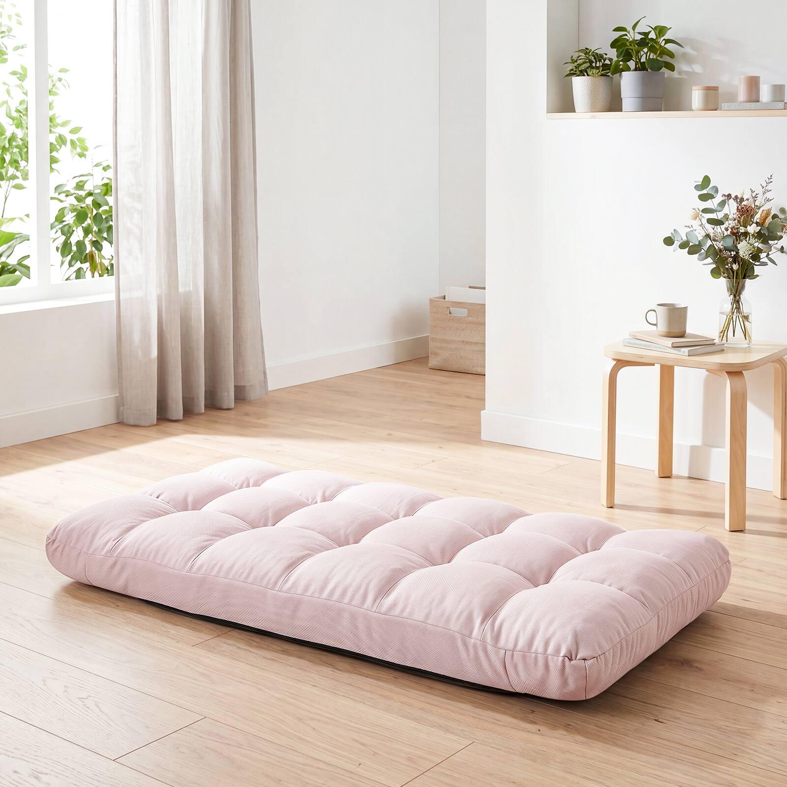Alt View 4. Costway - Costway 2PCS 14-Position Adjustable Floor Chair Cushioned Lazy Sofa Bed Sleeper Recliner - Light Pink.