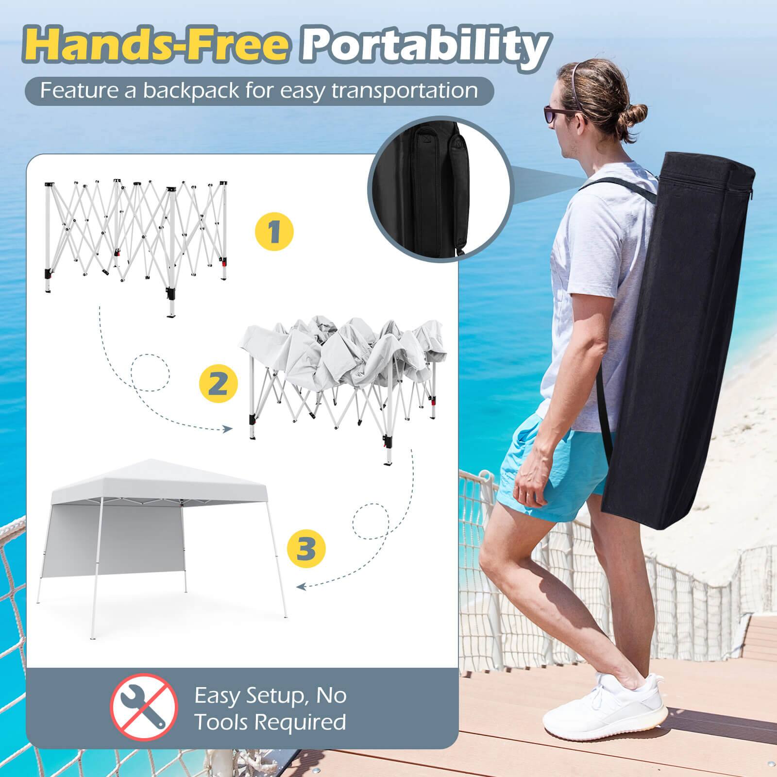 Hands-Free Portability, Feature a backpack for easy transportation, 1 2 3, Easy Setup, No Tools Required