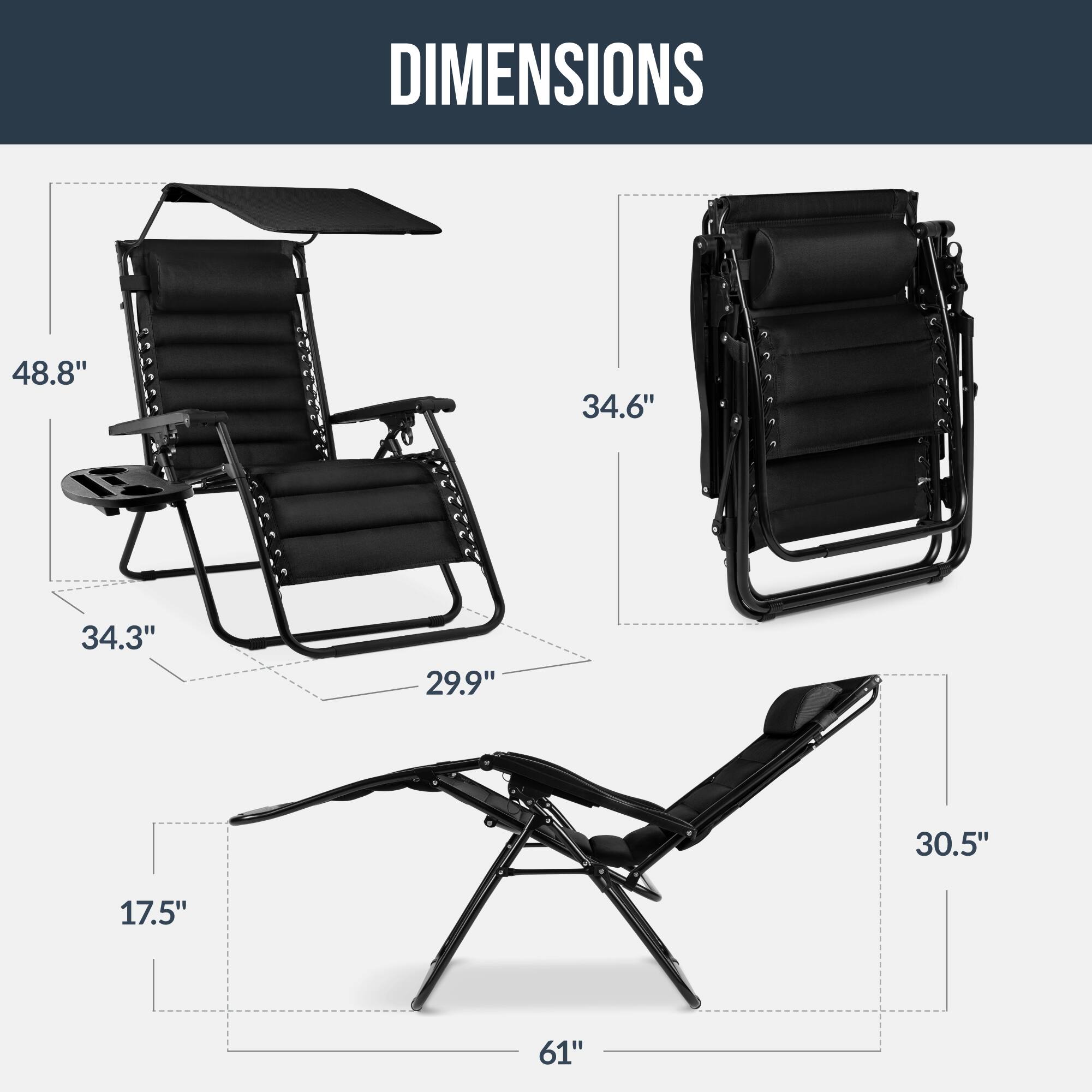 DIMENSIONS

48.8" 34.6" 34.3" 29.9" 30.5" 17.5" 61"