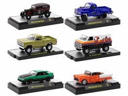 "Auto-Thentics" 6 piece Set Release 92 IN DISPLAY CASES Limited Edition 1/64 Diecast Model Cars by M2 Machines - Multicolor