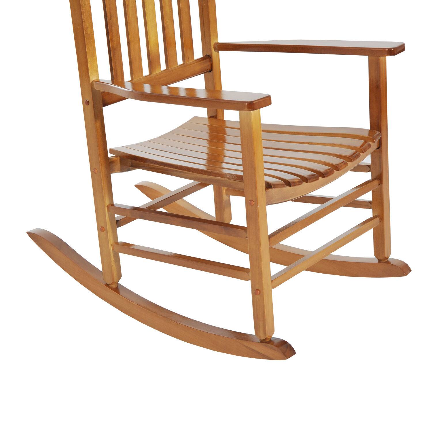 Alt View 8. Outsunny - Outdoor Rocking Chair, Patio Wooden Rocking Chair with Smooth Armrests, High Back for Garden, Balcony, Porch - Natural Wood.
