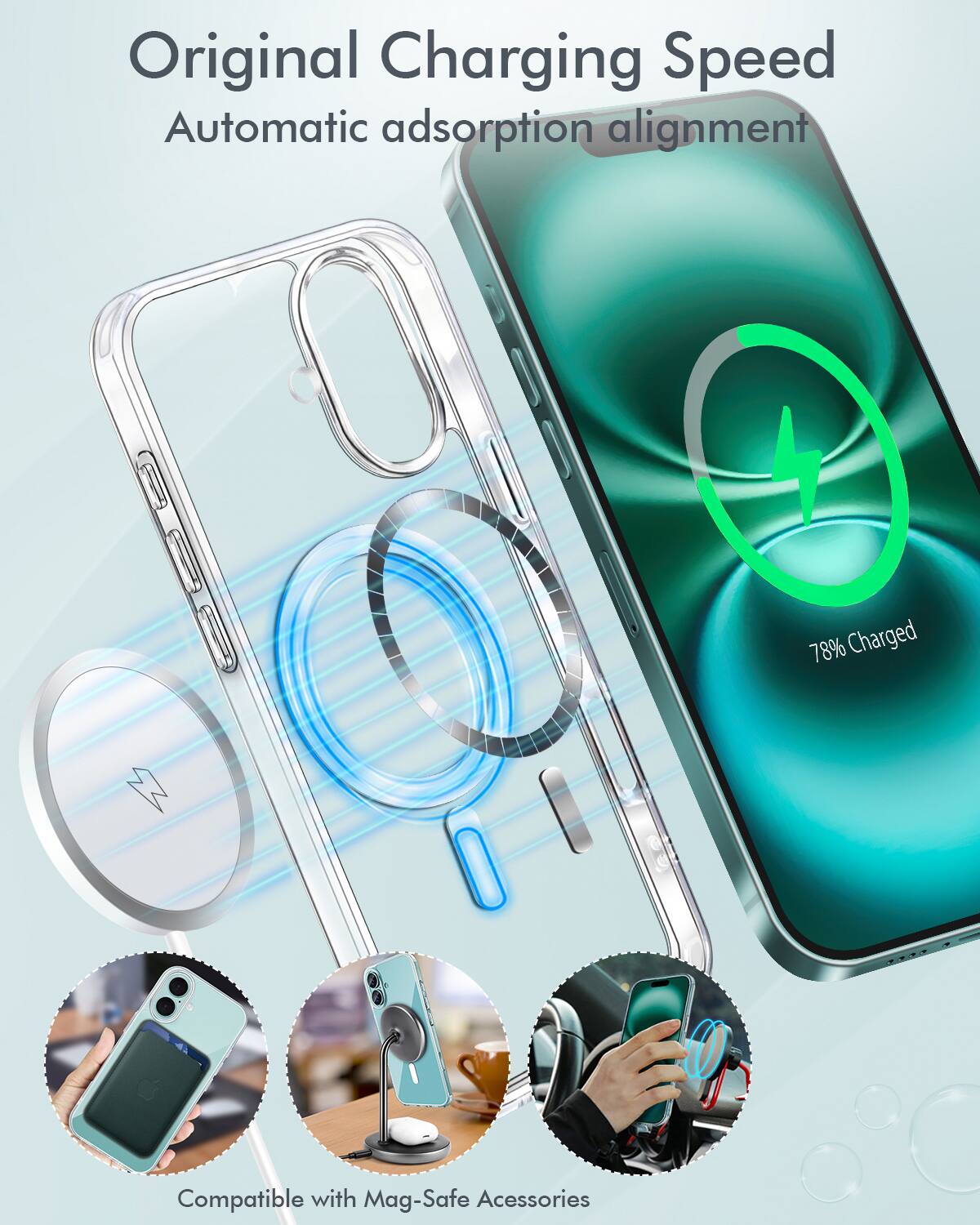 Original Charging Speed Automatic adsorption alignment 78% Charged Compatible with Mag-Safe Acessories