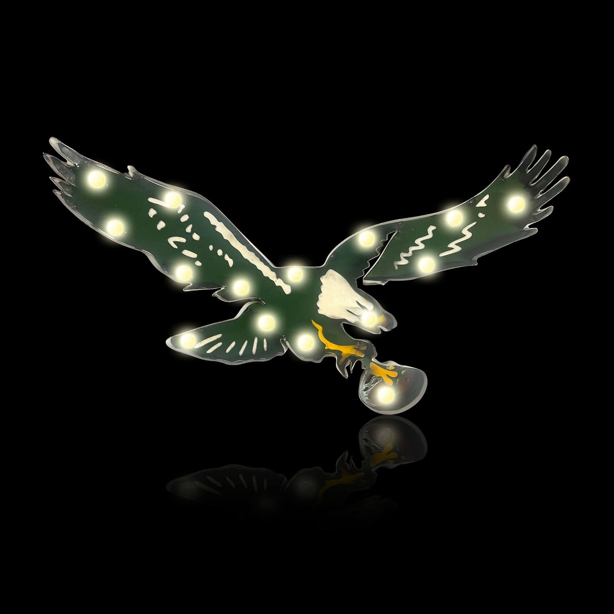 Alt View 1. Imperial - Philadelphia Eagles Logo Lighted Recycled Metal Sign - Green.