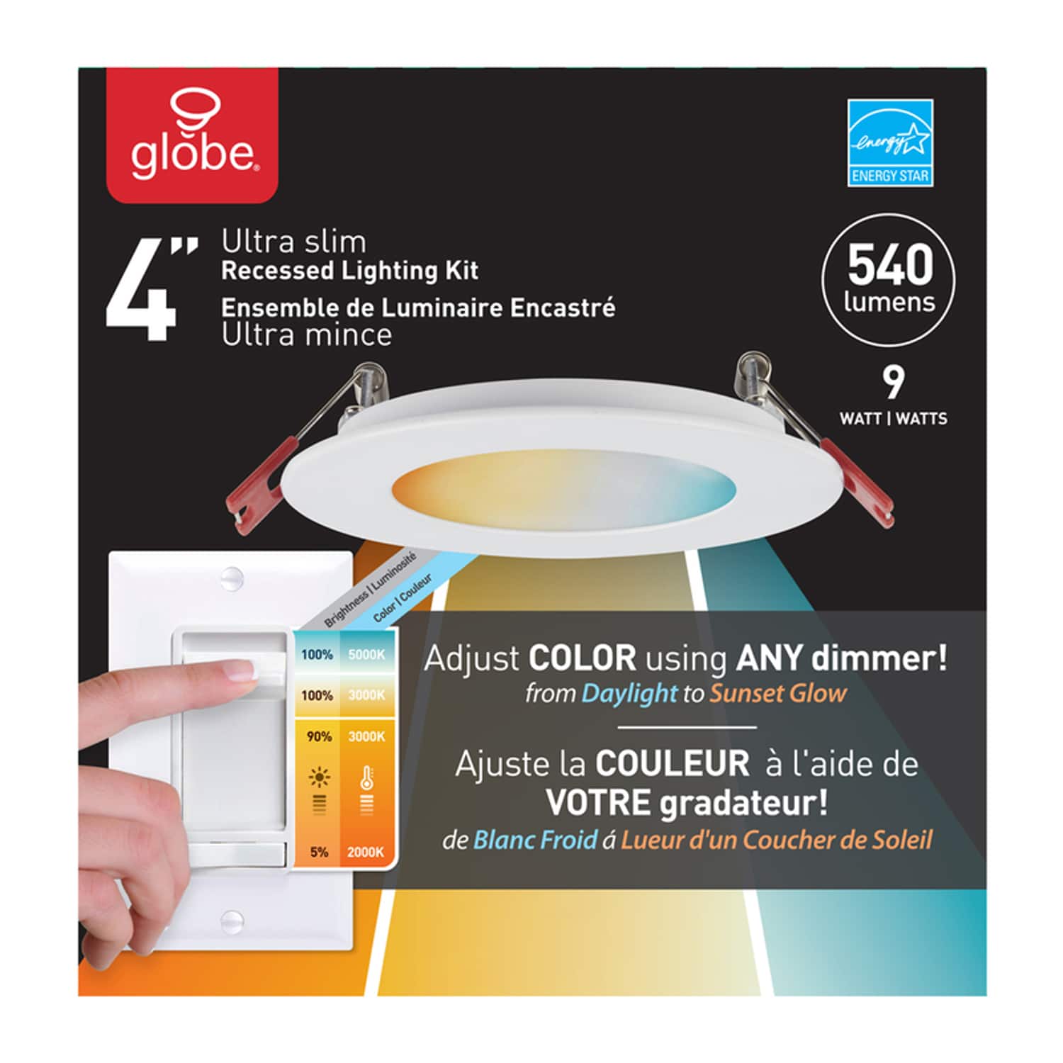 Globe Electric - Ultra Slim Energy Star White 4 in. W Plastic LED Canless Recessed Downlight 9 W price history on PriceWatchPro