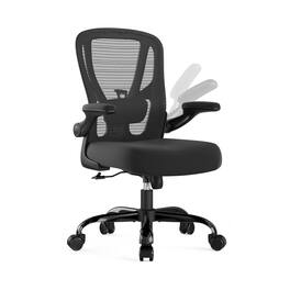 Dazzed Corner - Ergonomic Office Chair, Mesh Computer Desk Chair with Flip-Up Armrests, Adjustable Lumbar Support - Black