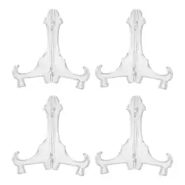 Unique Bargains - 4pcs Acrylic Easels Plate Stands 7.09 Inch Folding Display Stands Holder for Frames Pictures Magazines - Clear