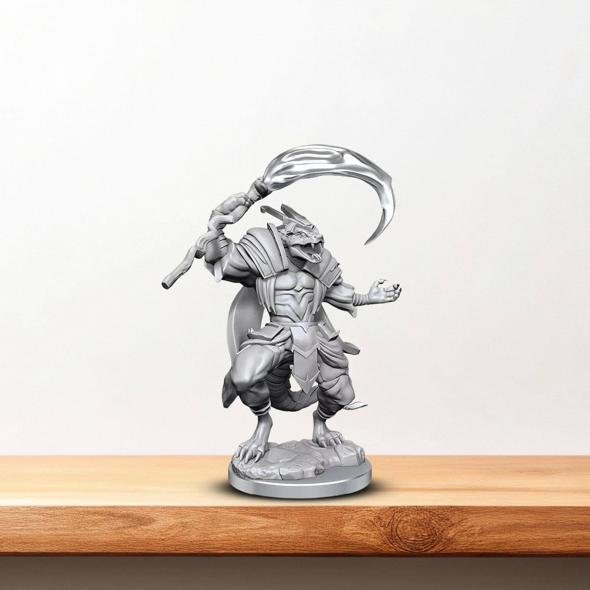 Alt View 1. NECA - Pathfinder Deep Cuts Unpainted Miniatures | Serpentfolk - Grey.