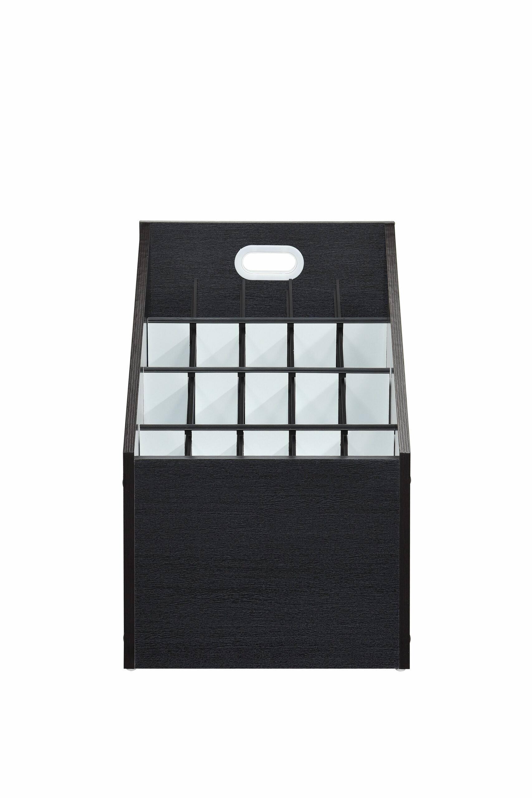 Left. AdirOffice - Blueprint Storage Wood 20 Compartment Roll File Stand - Black.