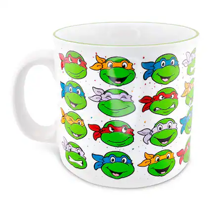 Front. Silver Buffalo - Teenage Mutant Ninja Turtles Portraits Ceramic Camper Mug | Holds 20 Ounces - Green.