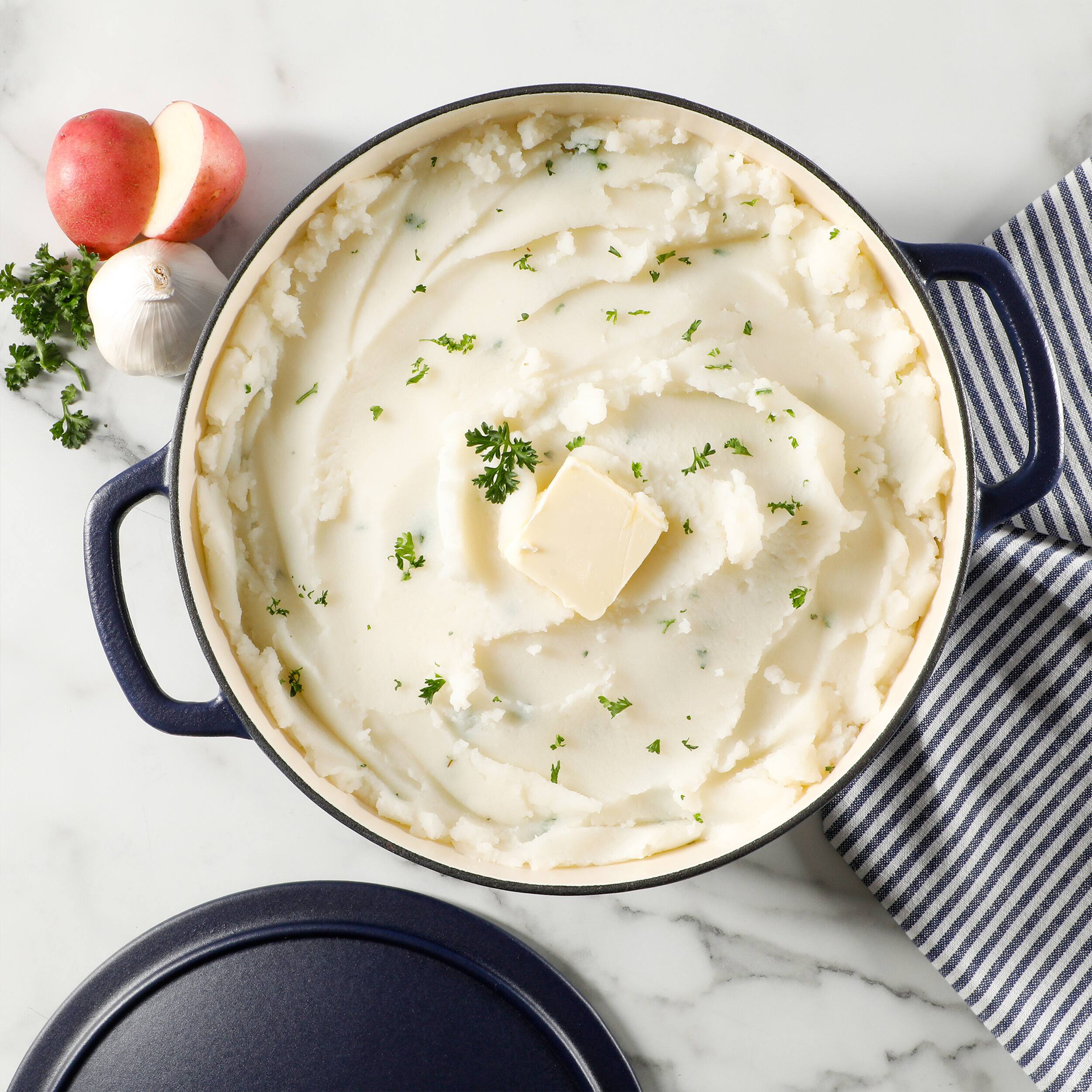 Alt View 7. Gibson - Sur La Table Millau 5.5 Quart Enameled Cast Iron Dutch Oven with Lid in Matte Marine with Rose Gold Knob - Matte Marine.