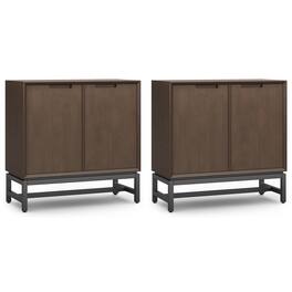 Simpli Home - Banting Solid Wood 32 inch Storage Cabinet (Set of 2) - Walnut Brown