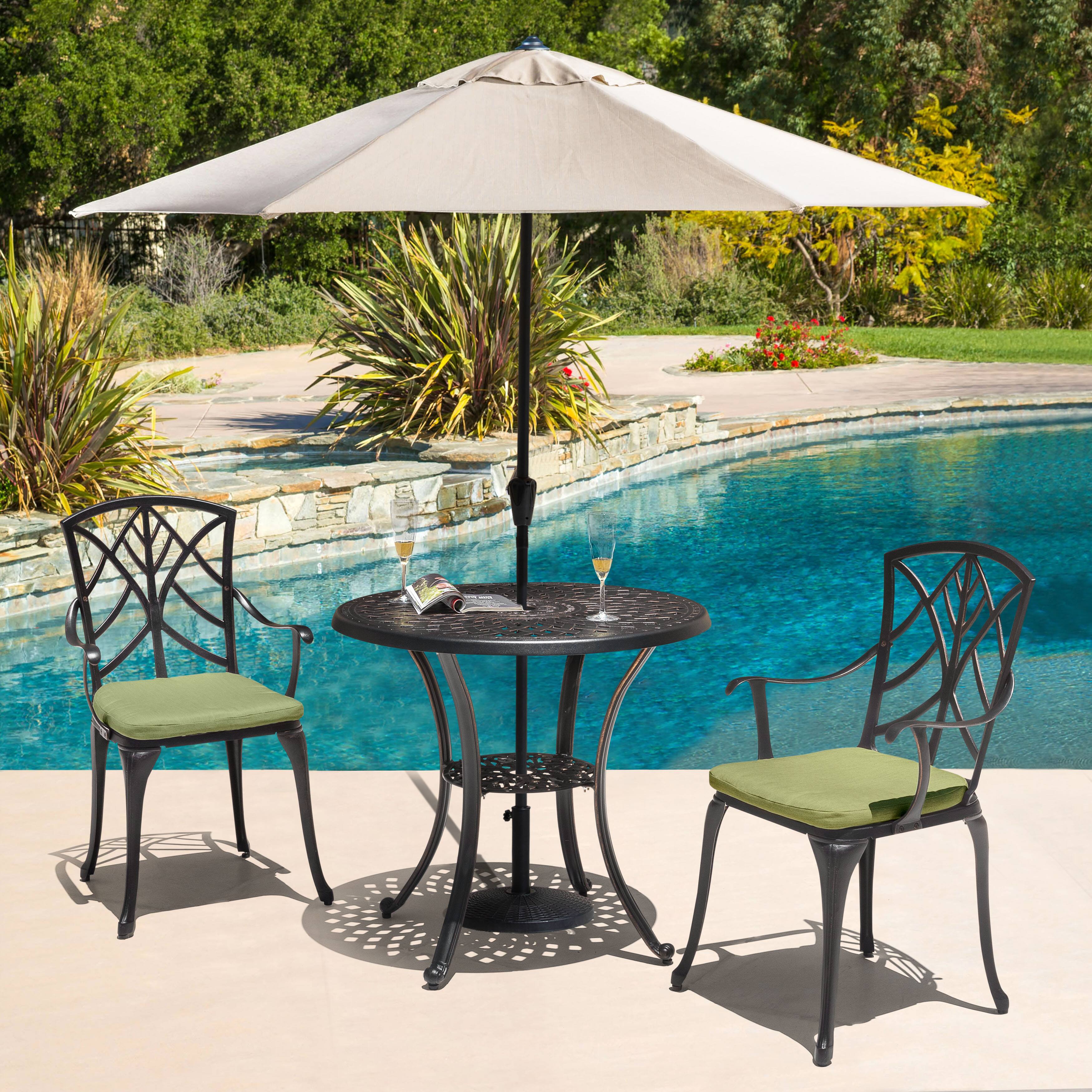 Angle. Nuu Garden - Outdoor 2-Pack 15" x 16" x 1.2" Chair Seat Cushions with Straps - Green.