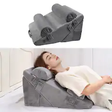 Front. VEVOR - Wedge Pillow for Sleeping, 4 Pcs Adjustable Orthopedic Bed Wedge Set, Support Arm Leg Neck Shoulder,Post Surgery Pillow - Dark Gray.
