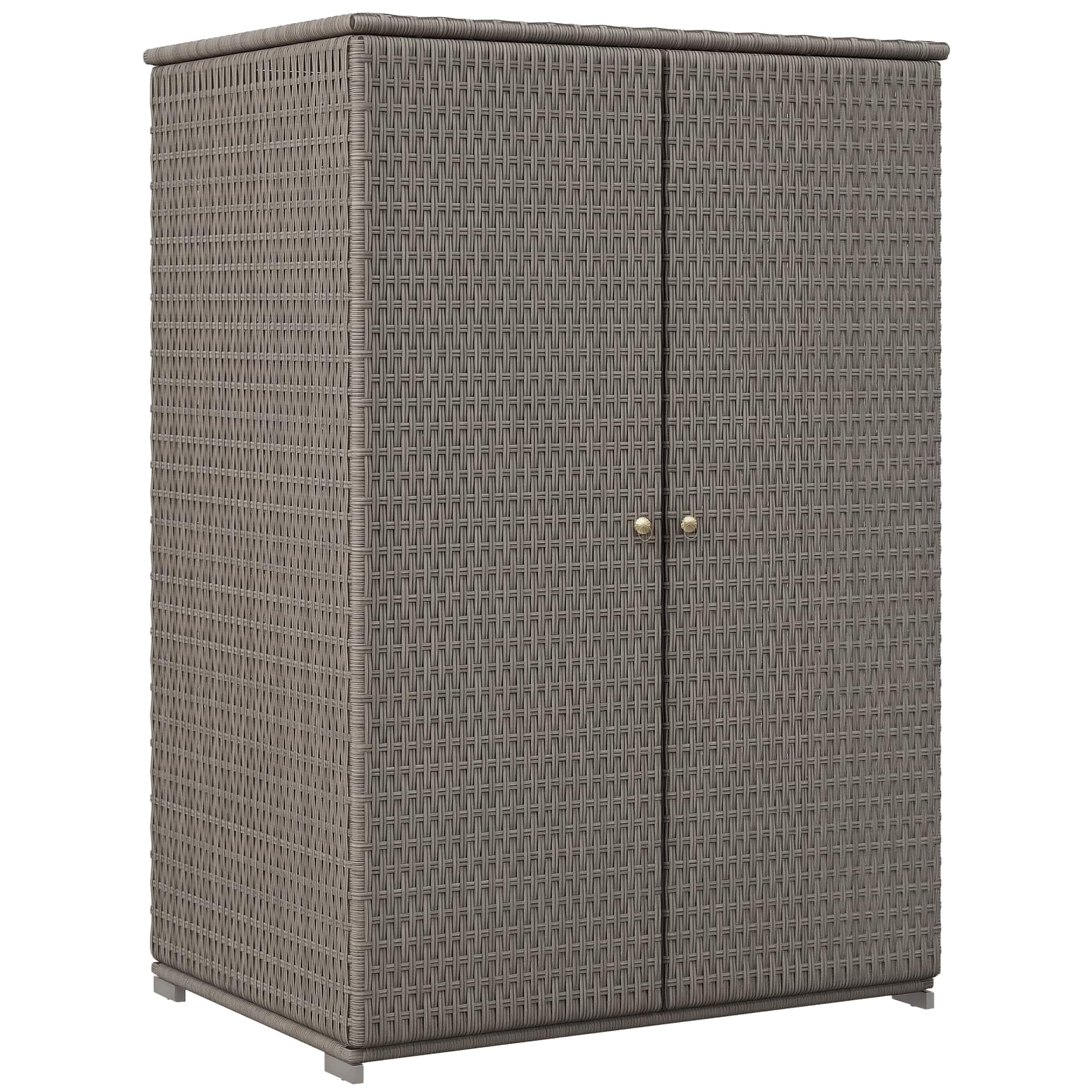 Outsunny - Storage Cabinet with Shelves, Rattan Pool Towel Storage Cabinet with Removable Shelf & Drawer - Dark Gray