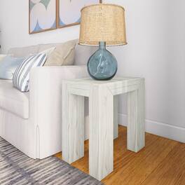 Plank+Beam - Modern Rectangular Side Table (25in x 15in / 630mm x 375mm) - White Sand Wirebrush